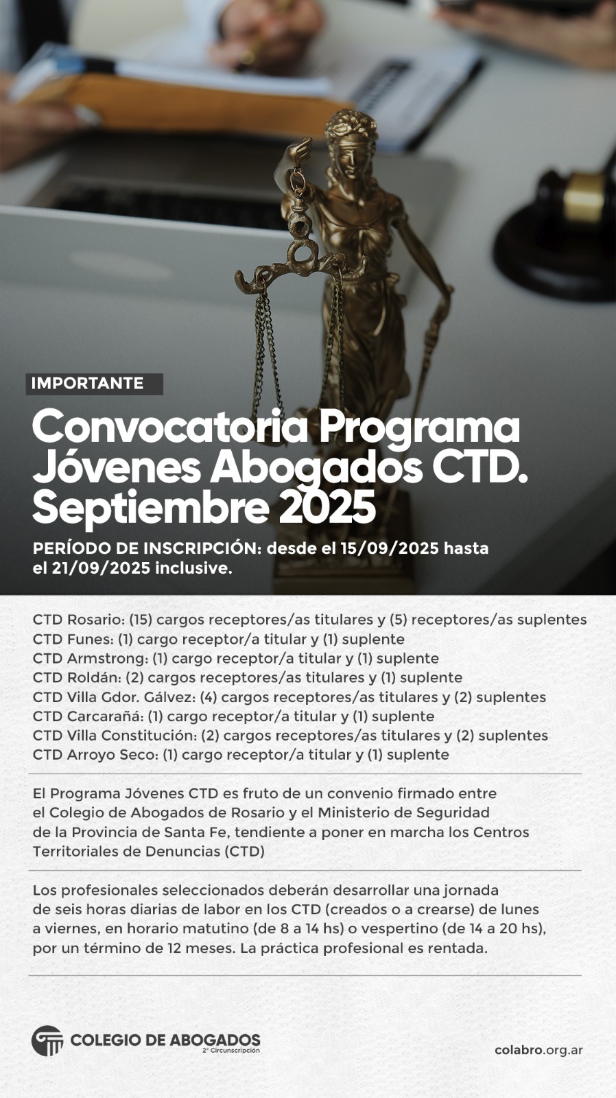 CONVOCATORIA PROGRAMA JOVENES ABOGADOS CTD – Septiembre 2025